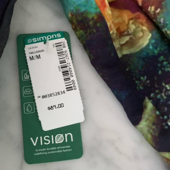 NWT ICONE Simons ruffle mini dress with pictorial imagery great colour combo M - Picture 11 of 11